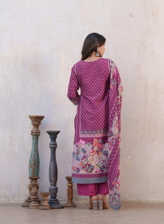 دي دبليو طقم كورتا مستقيمة بطبعة زهور مع بنطال ودوباتا للنساء - Image 5